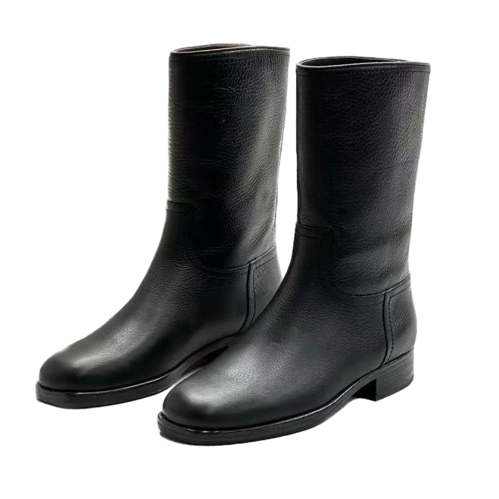 真皮靴冬季中筒方跟断码专拍