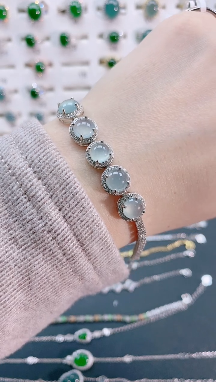 【闪购商品】翡翠手链银S925镶嵌天然翡翠