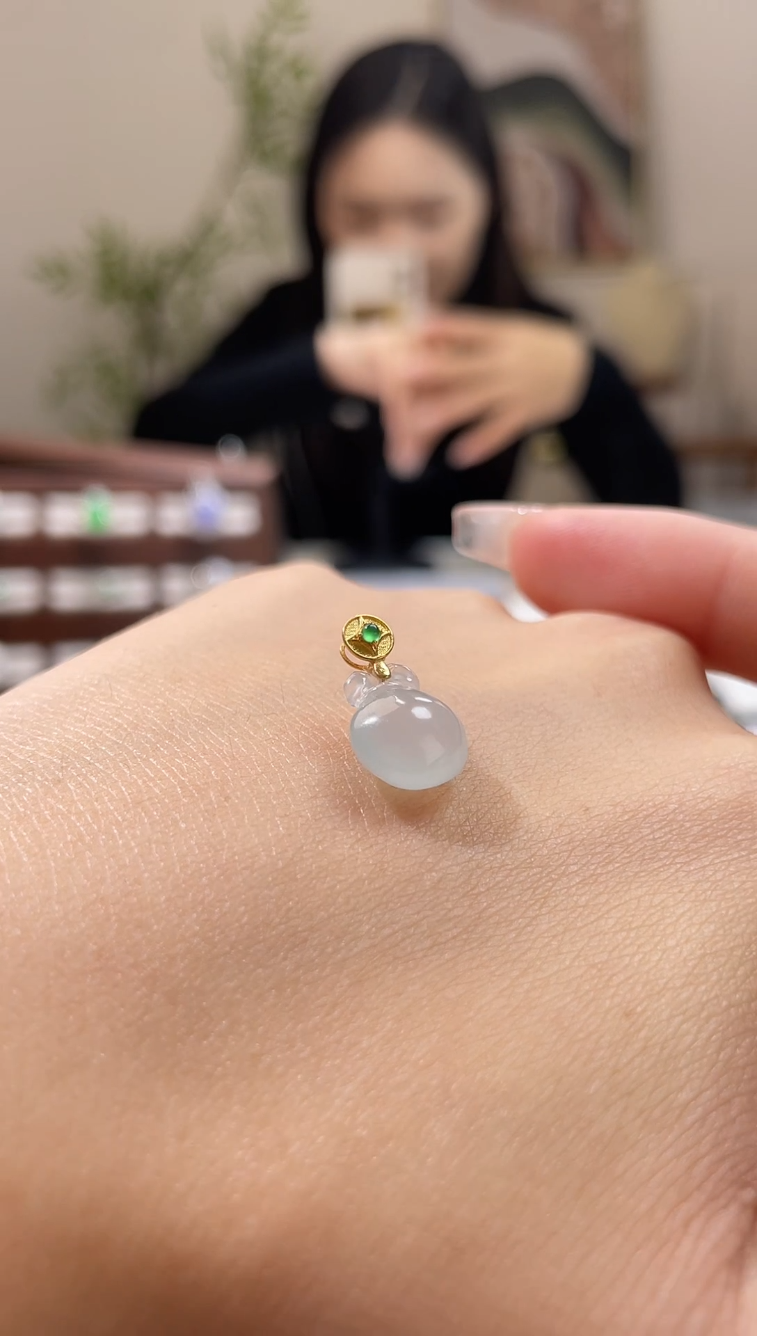 吊坠(不含链)18K金镶嵌翡翠福袋