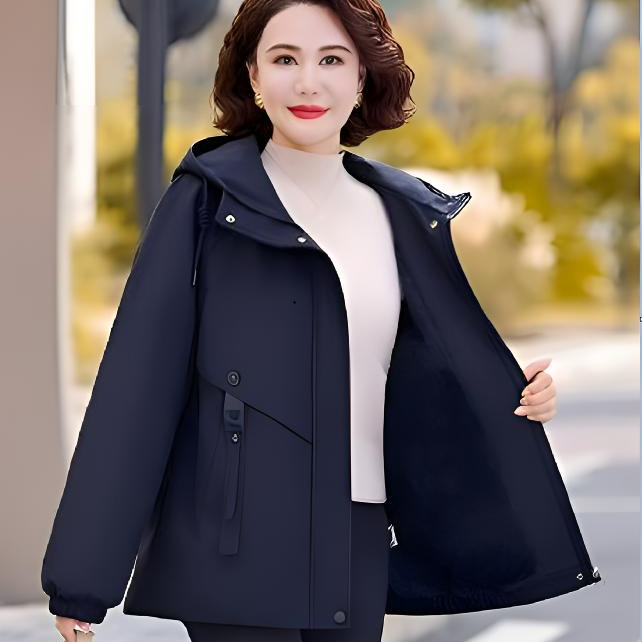 中老年女装冬季妈妈加厚加绒短棉服外套时尚宽松中老年短款