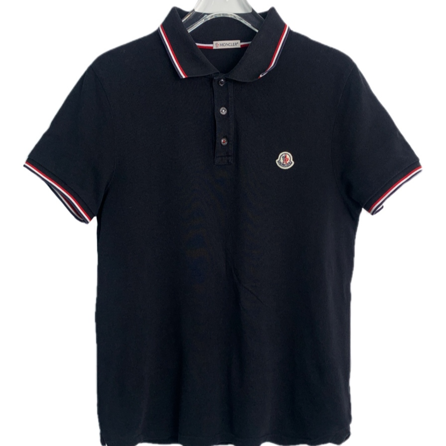 95新 MONCLER  J21871  徽标贴饰翻领单排扣短袖Polo衫 S码 