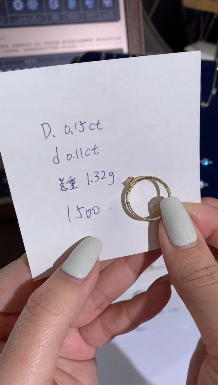 【闪购商品】合成钻石裸石未镶嵌18k金祖母绿戒指