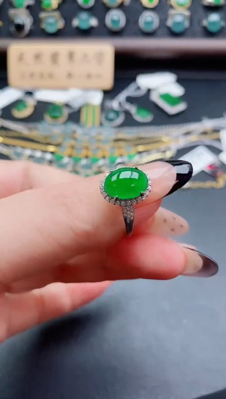 银S925镶嵌戒指翡翠1