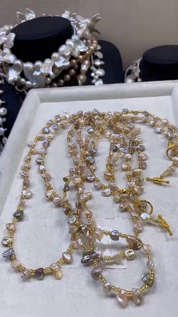 未镶嵌毛衣链淡水珍珠【纯恬饰品】（多样性发货发一）