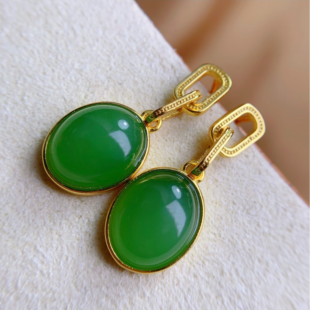 【精选款】精致时尚和田玉新中式碧玉耳钉*多样性发其一 