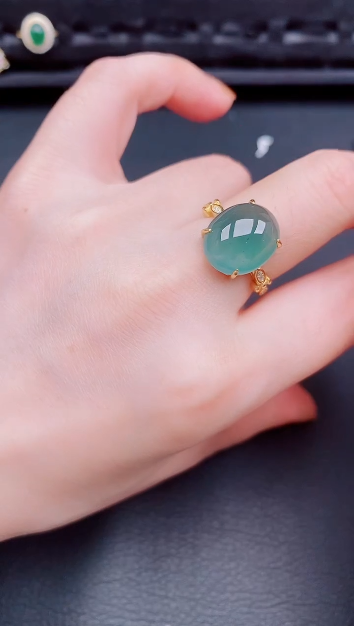 【闪购商品】翡翠戒指银S925镶嵌天然a货翡翠4800