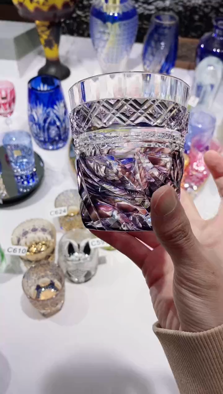 【闪购商品】水晶玻璃无手柄款小火焰水晶杯紫色