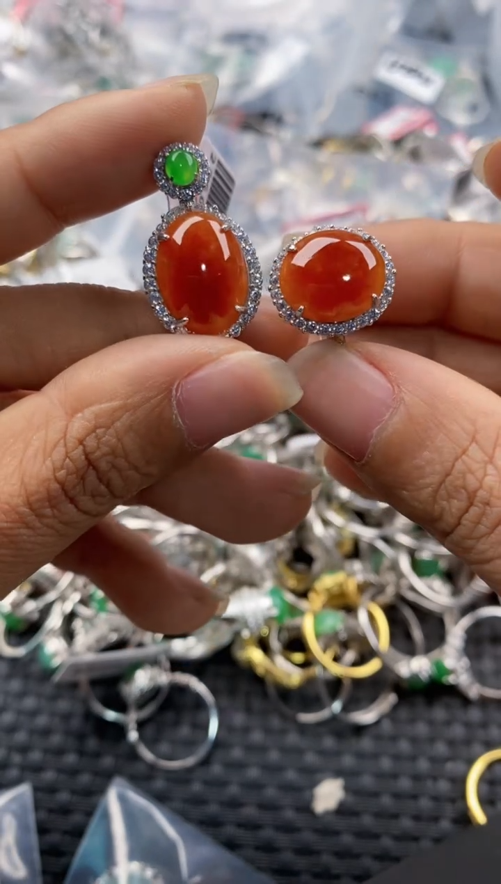 银S925镶嵌戒指翡翠1010---7