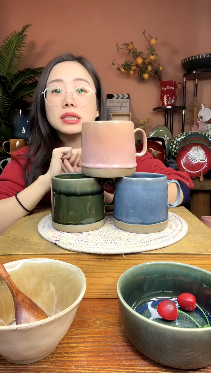 陶瓷500毫升三色马克杯  3件 微瑕 