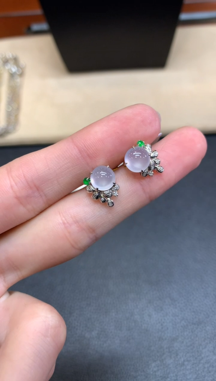 【闪购商品】翡翠耳饰18K金镶嵌【无鉴赏期】