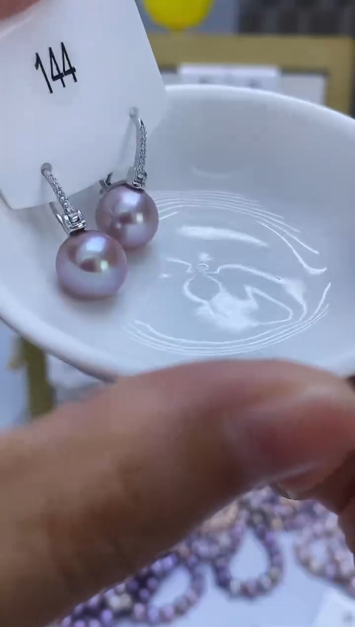银S925镶嵌耳饰淡水珍珠144
