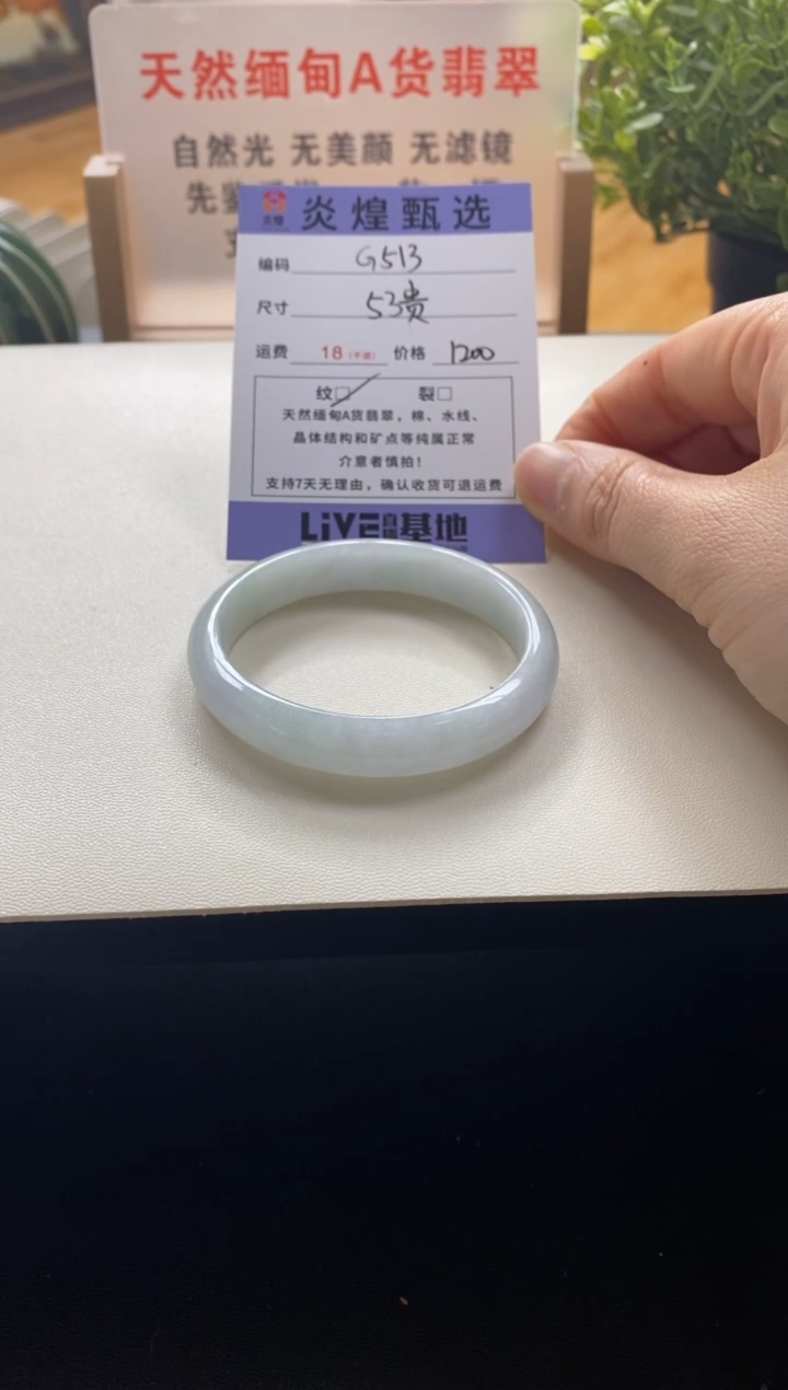 未镶嵌手镯翡翠圈口53贵妃编码g513
