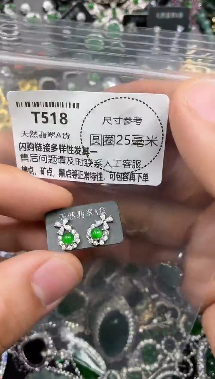 颈饰未镶嵌翡翠T518耳钉