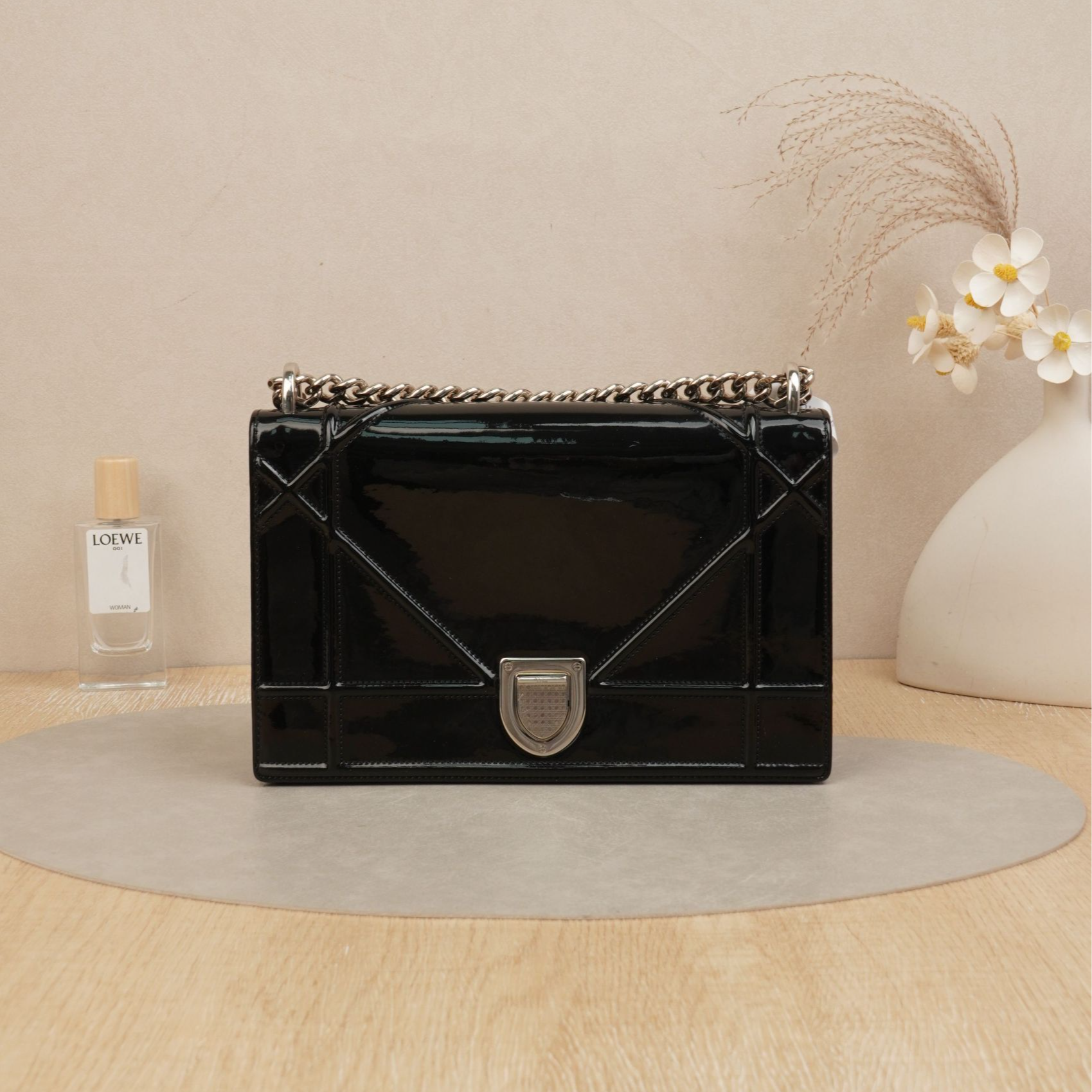 95新 DIOR/迪奥 迪奥黑色盾牌包漆皮/DS100966