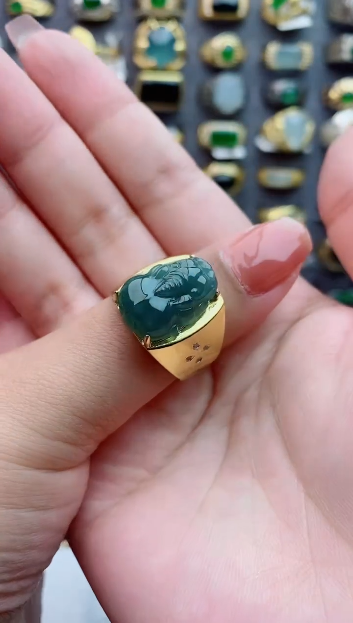 未镶嵌戒指翡翠天然翡翠男戒
