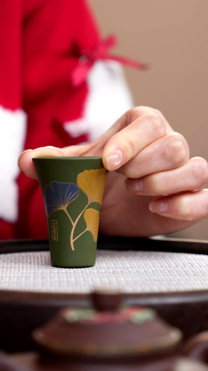 茶壶紫砂民国绿喇叭杯金银杏