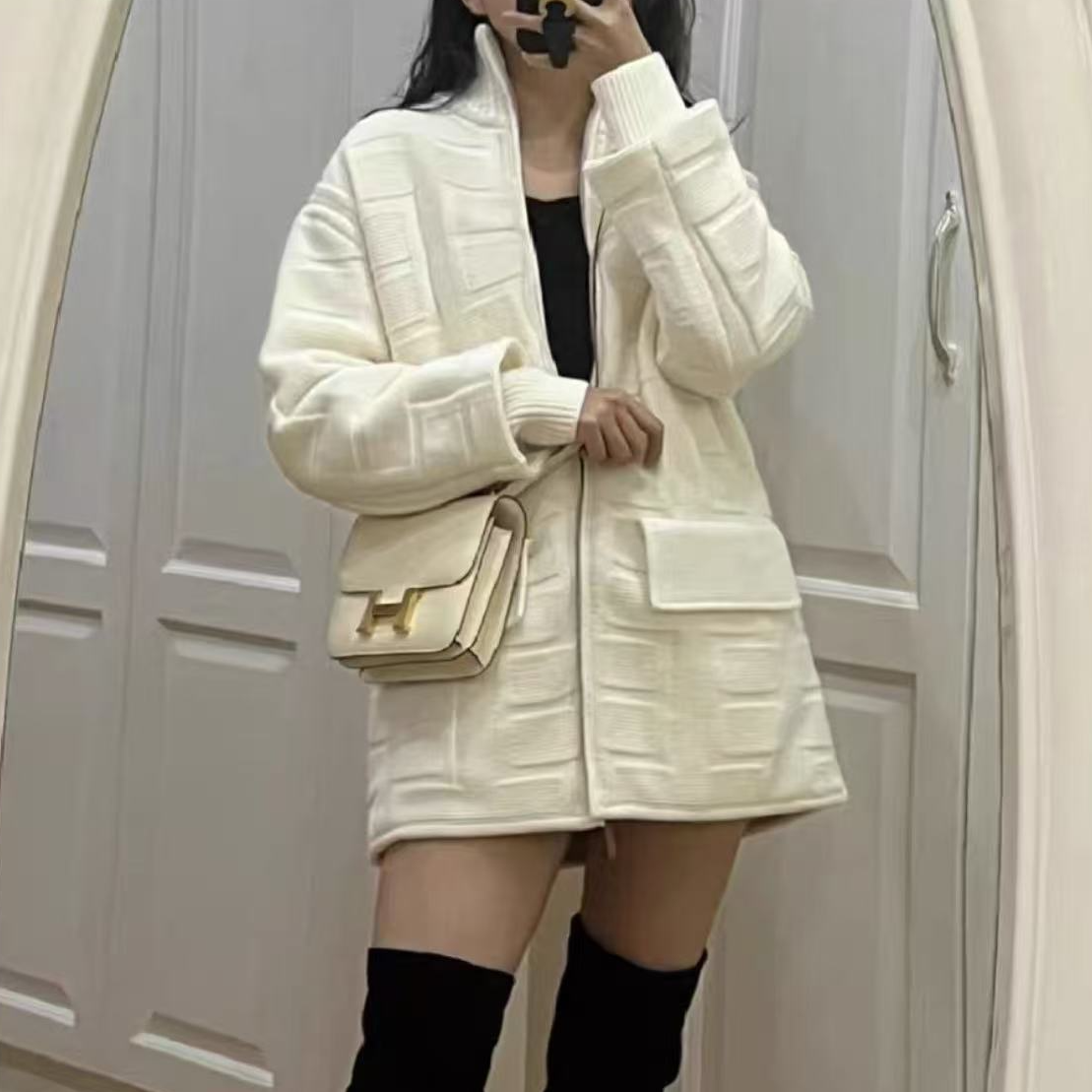 未使用 Hermes/爱马仕 奶白色H logo外套