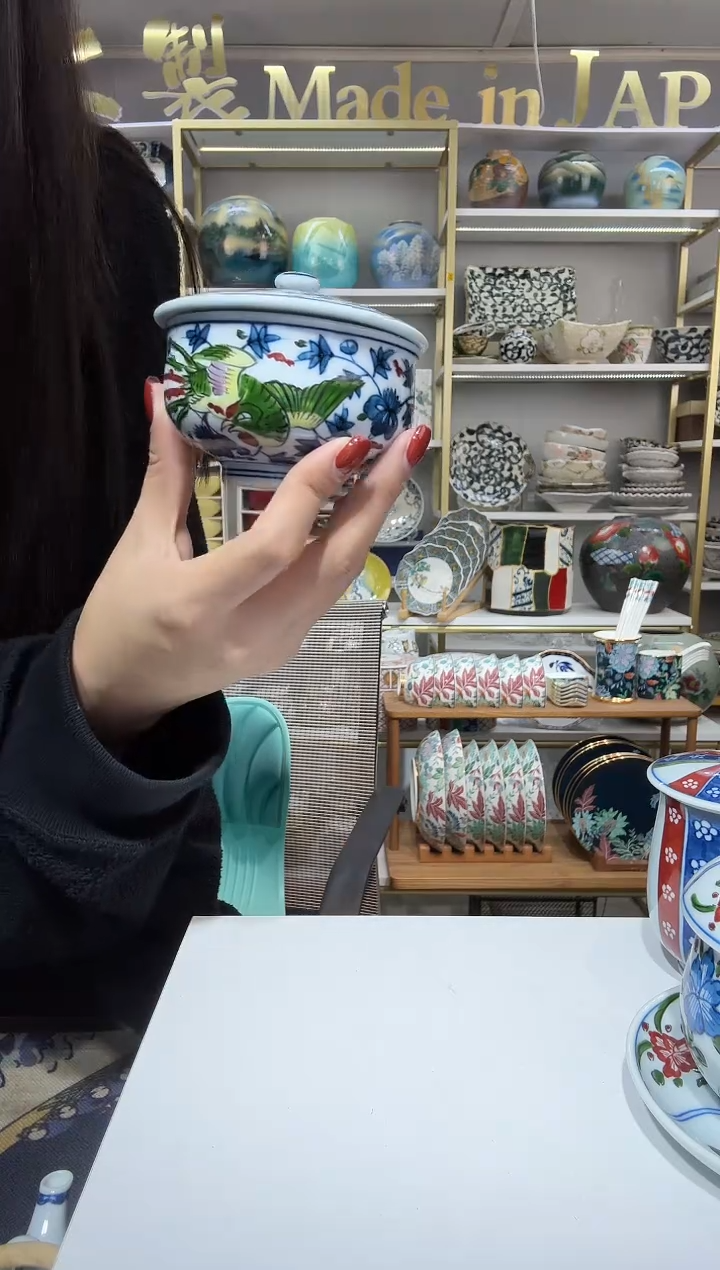 陶瓷带盖茶杯一只装87908