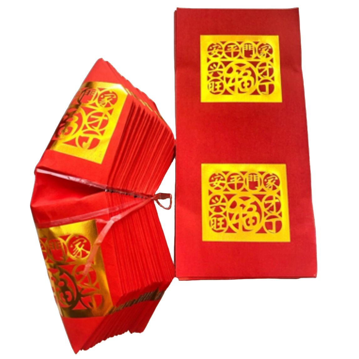 潮汕习俗财丁扣纸 红色折纸 家门平安纸烫金纸 手工纸37.5*17.8cm