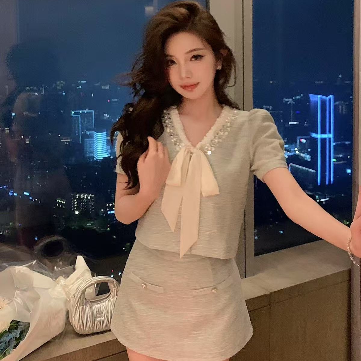 裙子女夏季2025新款套装洋气时髦减龄高级小香风外套半裙