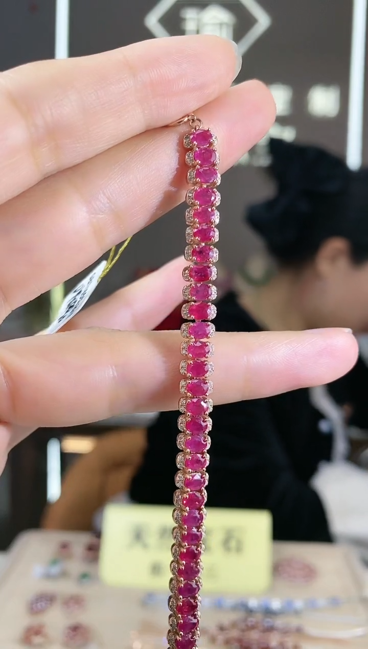 【闪购商品】彩色蓝宝石手链银S925镶嵌手链