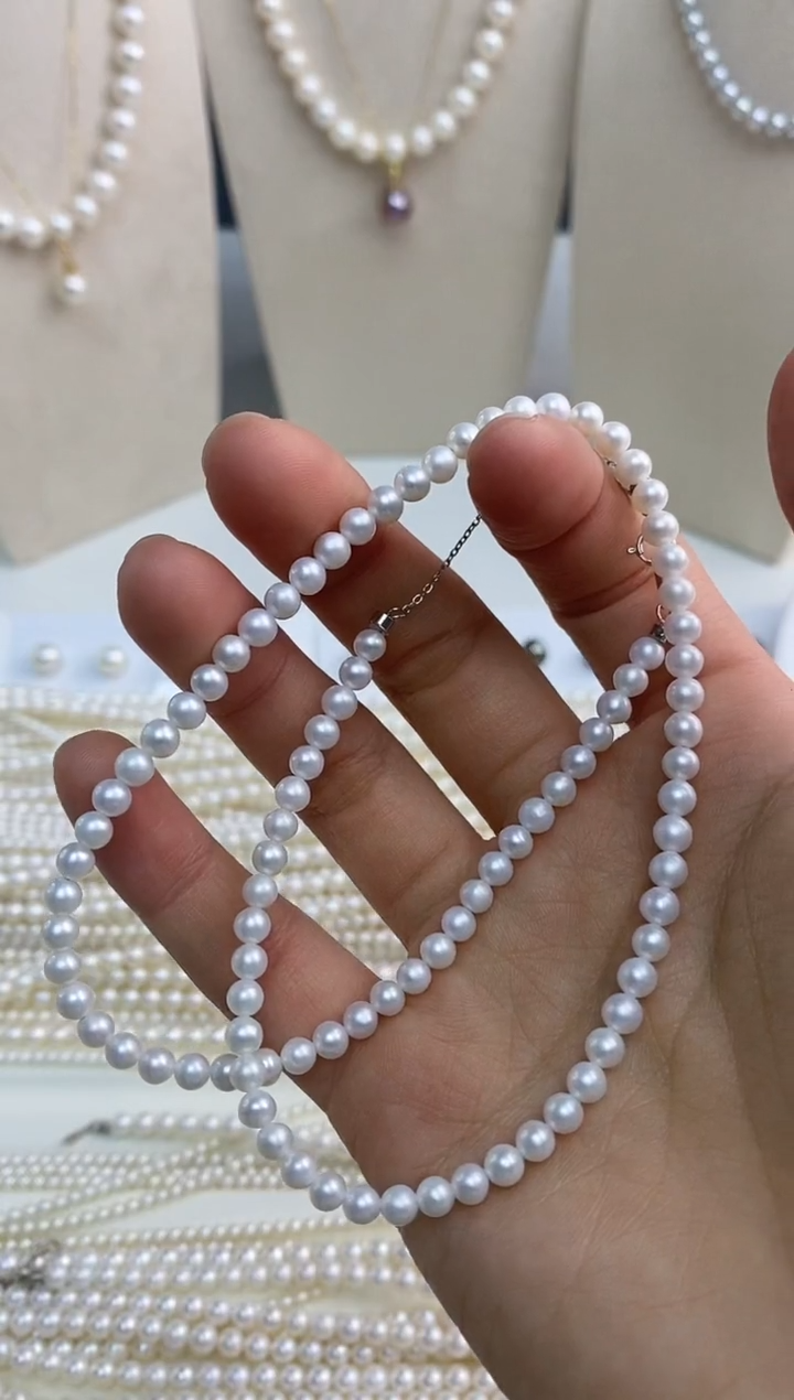 颈饰银S925镶嵌淡水珍珠4-5