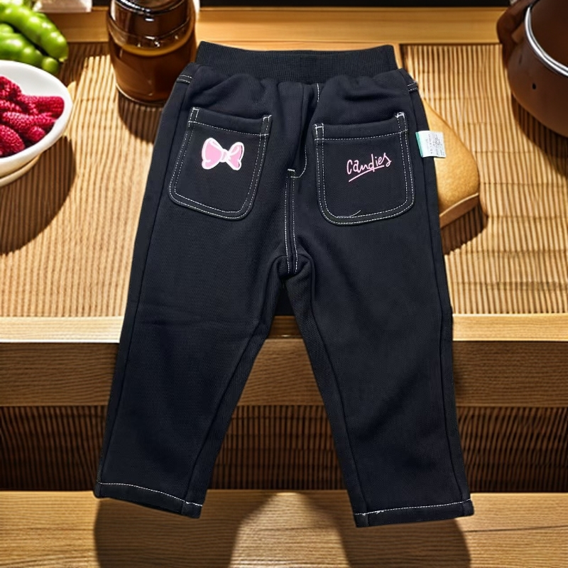 优儿宝贝1142810女童保暖加厚夹棉牛仔长裤超萌炸街潮酷痞帅童装