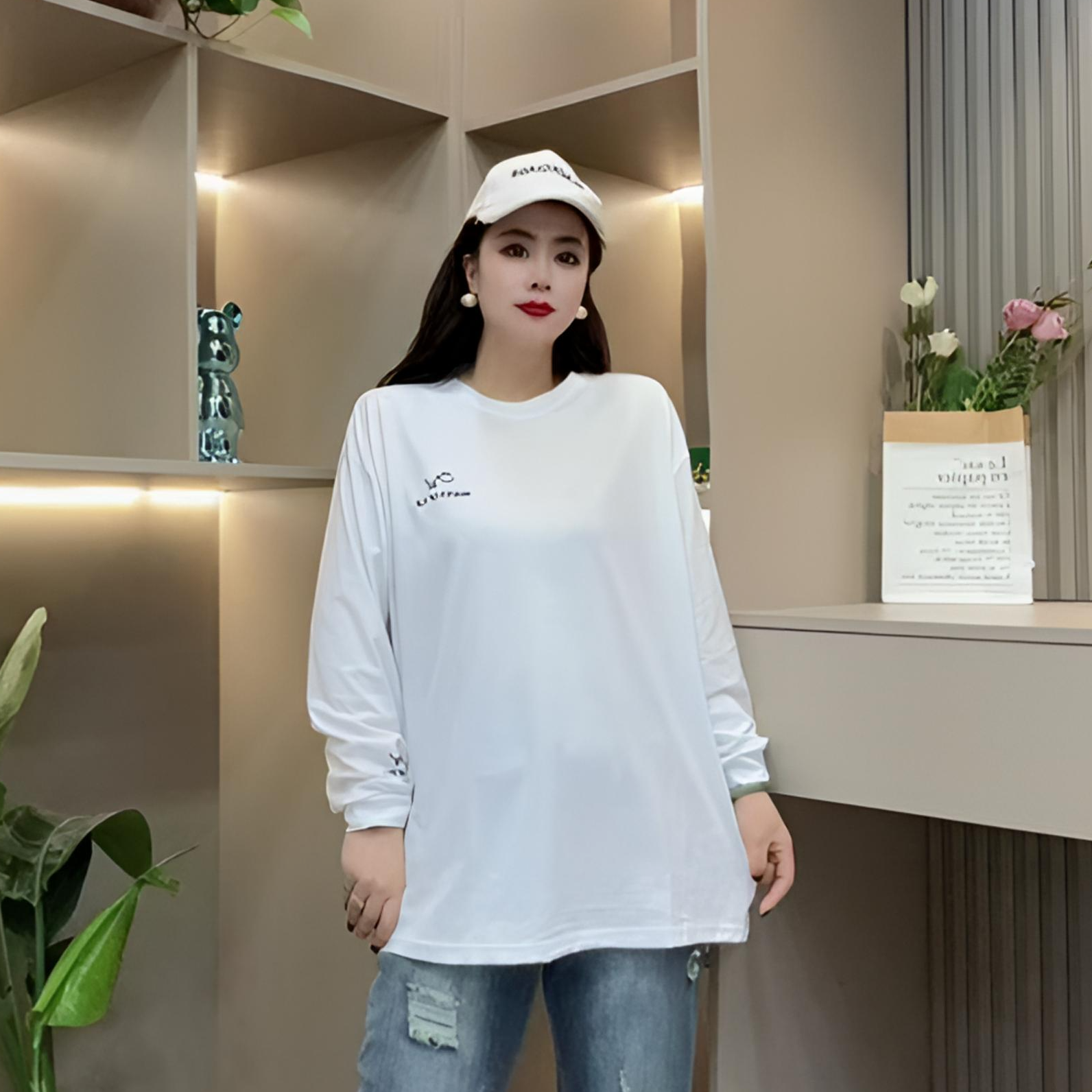 春季洋气大衫-甜 3629时尚潮流休闲字母笑脸简约胖MM大码女装新款