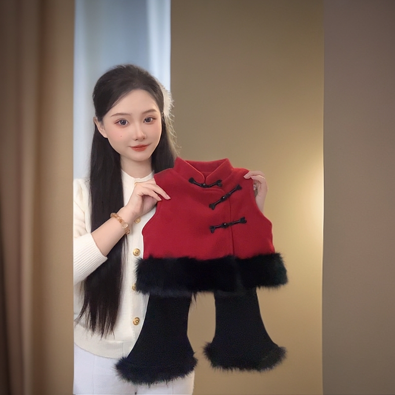 【软酱酱】女童新中式国风马甲+微喇裤套装加绒洋气拜年服网红时尚
