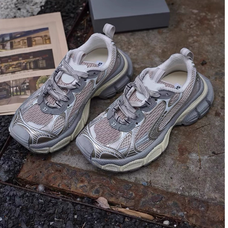 诗歌兰真皮女鞋2025秋新款欧货厚底系带休闲百搭网面运动鞋老爹鞋