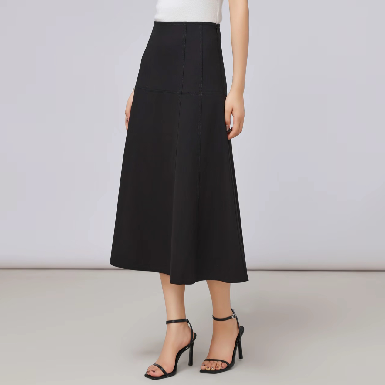 AMASS/阿玛施半身裙中长款时尚女装气质高腰松紧带常规款5200406