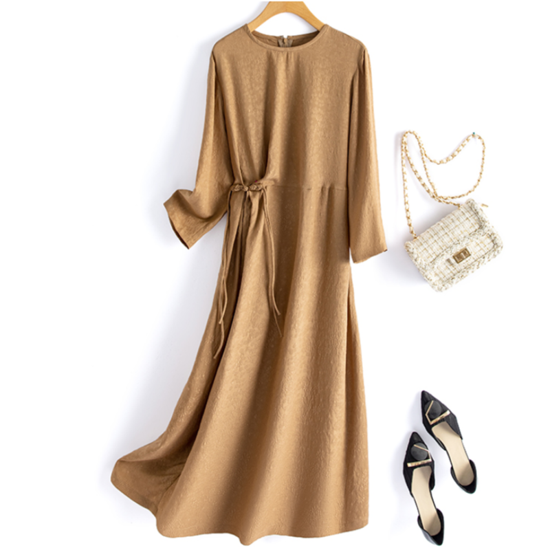 【墨枝】气质时尚百搭重磅休闲连衣裙9995