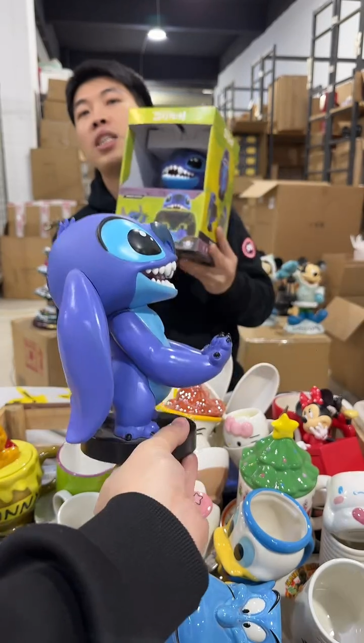 瓷片搪胶原盒史迪仔手机支架 张嘴款微瑕