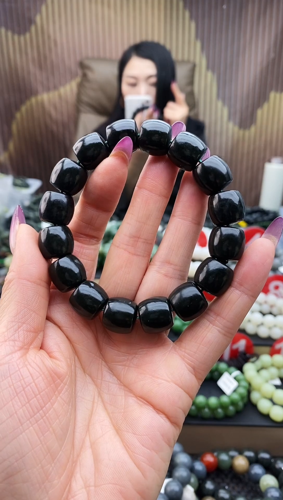 未镶嵌手串和田玉直切黑青14