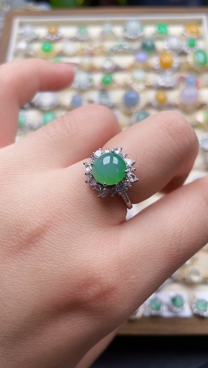 银S925镶嵌戒指翡翠147