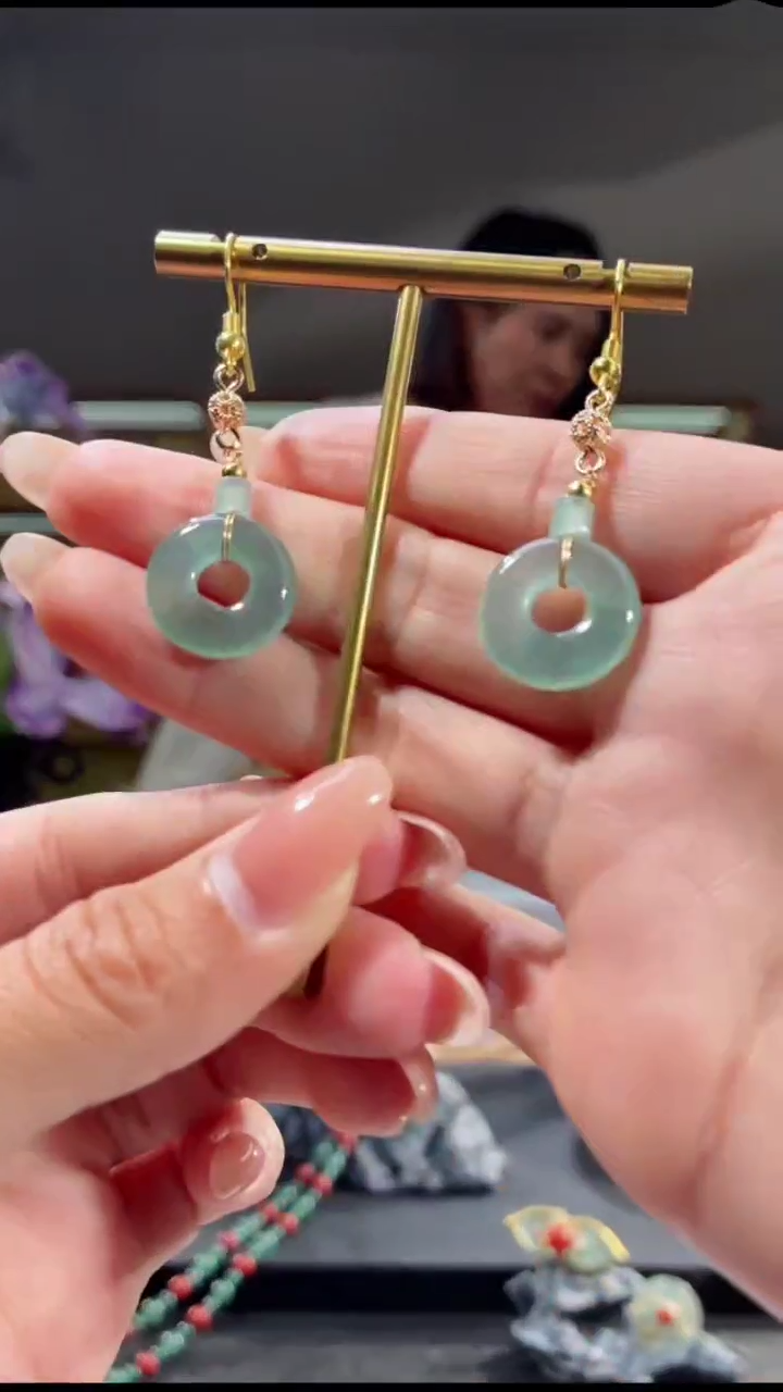 未镶嵌翡翠耳饰甜甜圈（多样性发其一对）