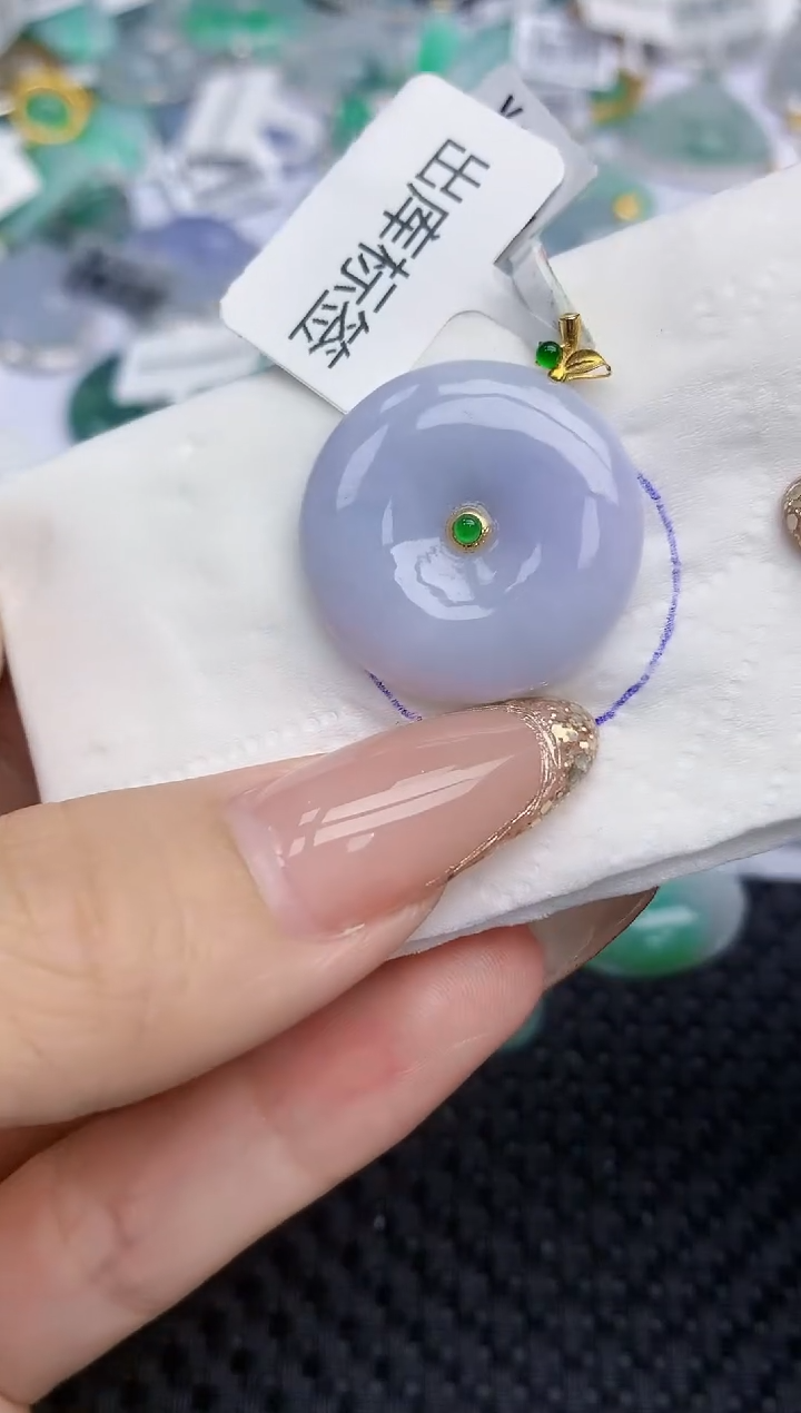 颈饰18K金镶嵌翡翠348   天然翡翠A货  百元以上9米证书费自理