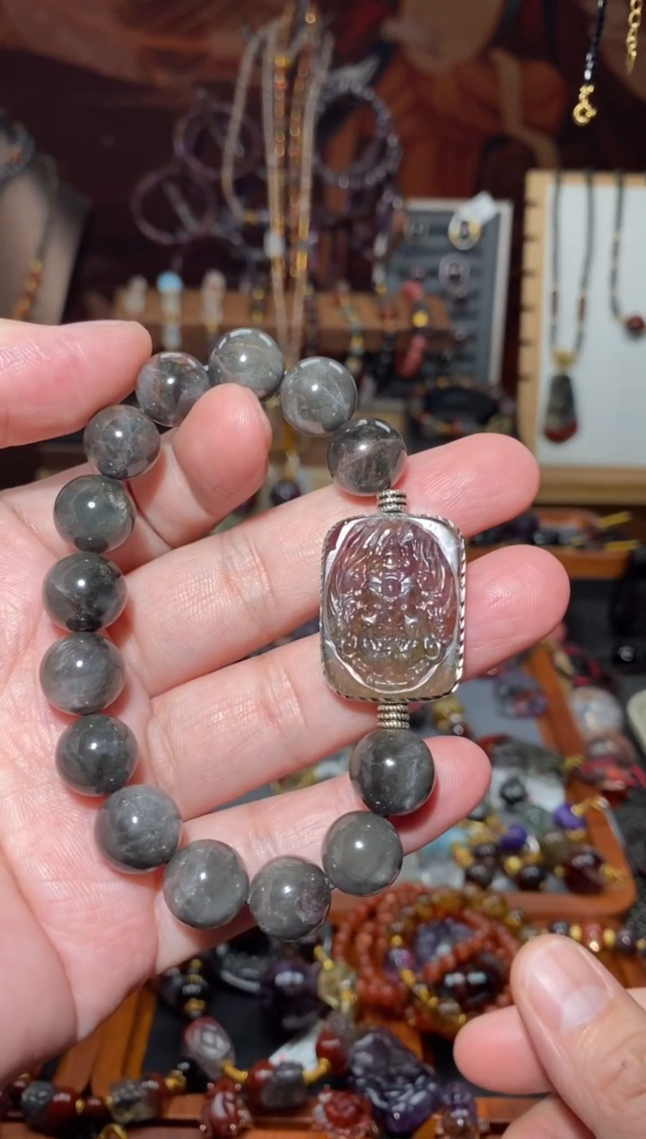 【闪购商品】水晶手串未镶嵌黑羽极光大黑天