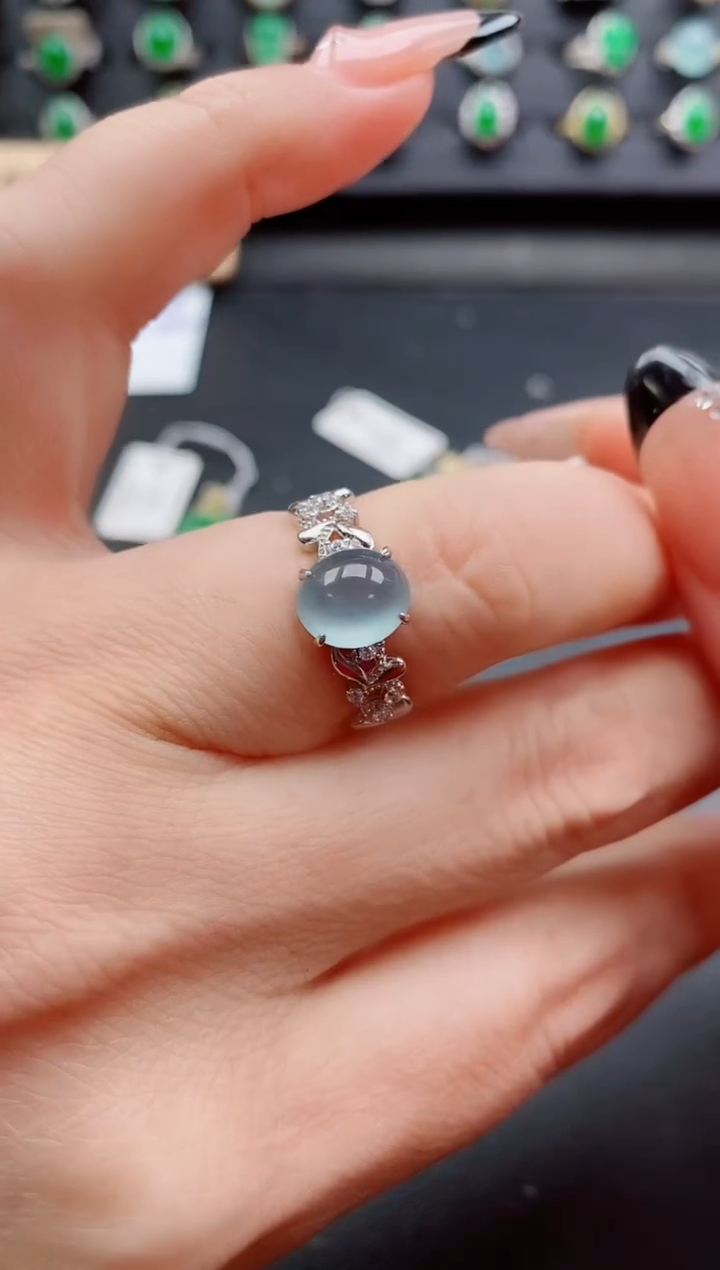 银S925镶嵌戒指翡翠1