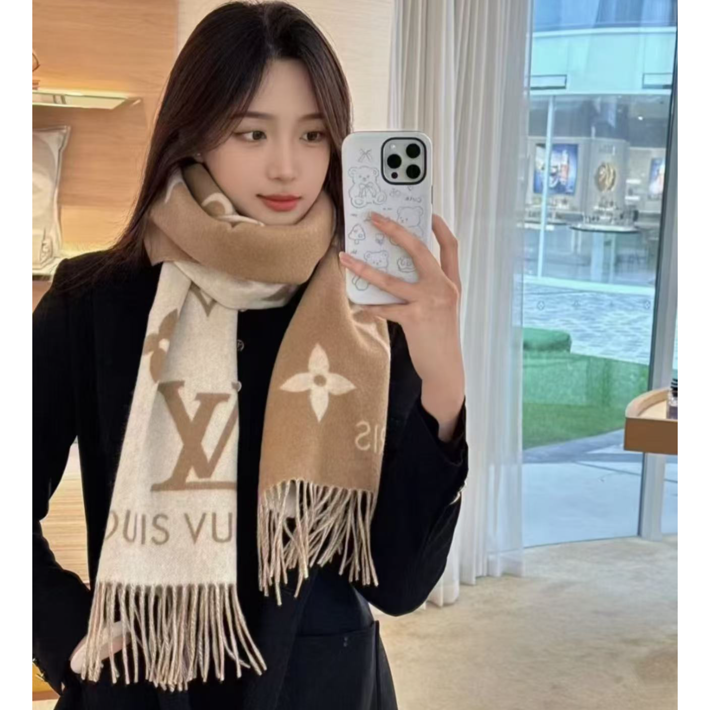 未使用 LouisVuitton/路易威登 花花REYKJAVIK LOGO羊绒围巾