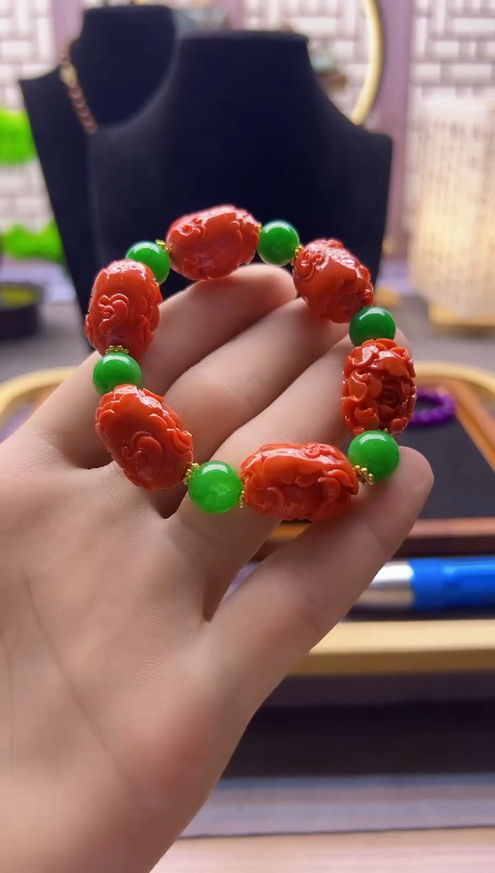 【闪购商品】翡翠手链14K金镶嵌S490         