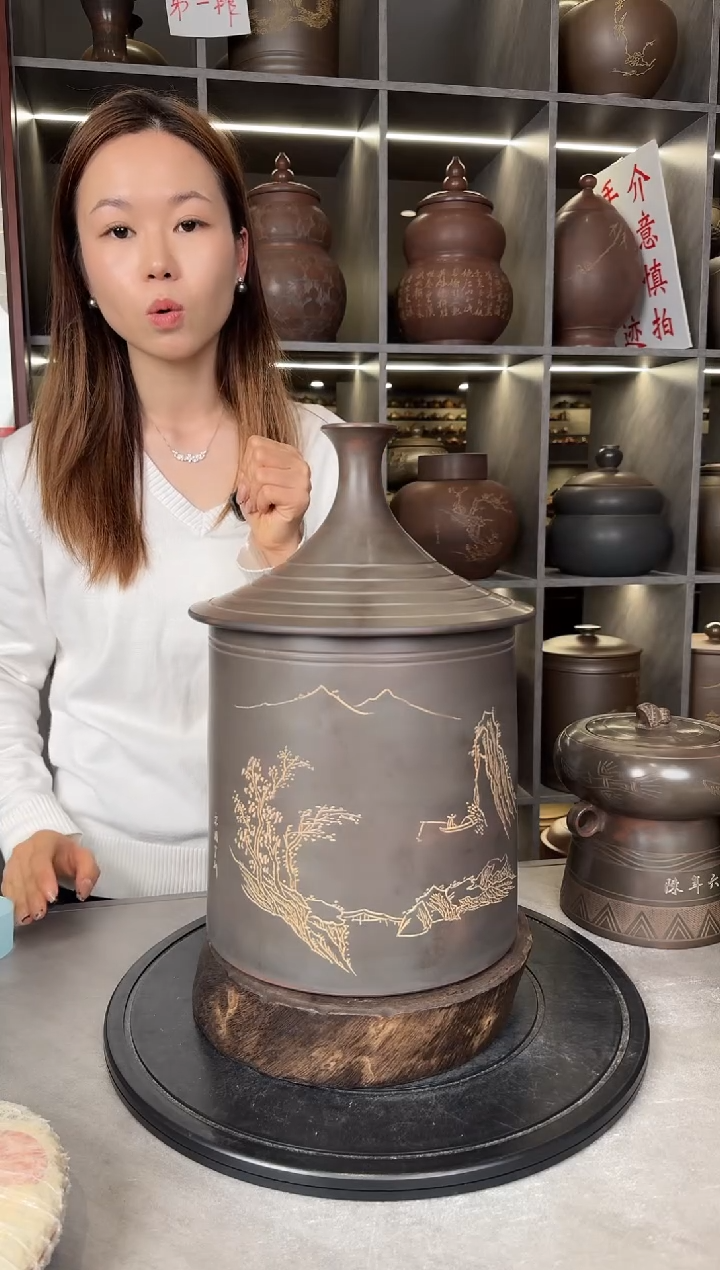 【闪购商品】罐本陶手作坭兴陶3-4斤装茶叶罐手工痕迹