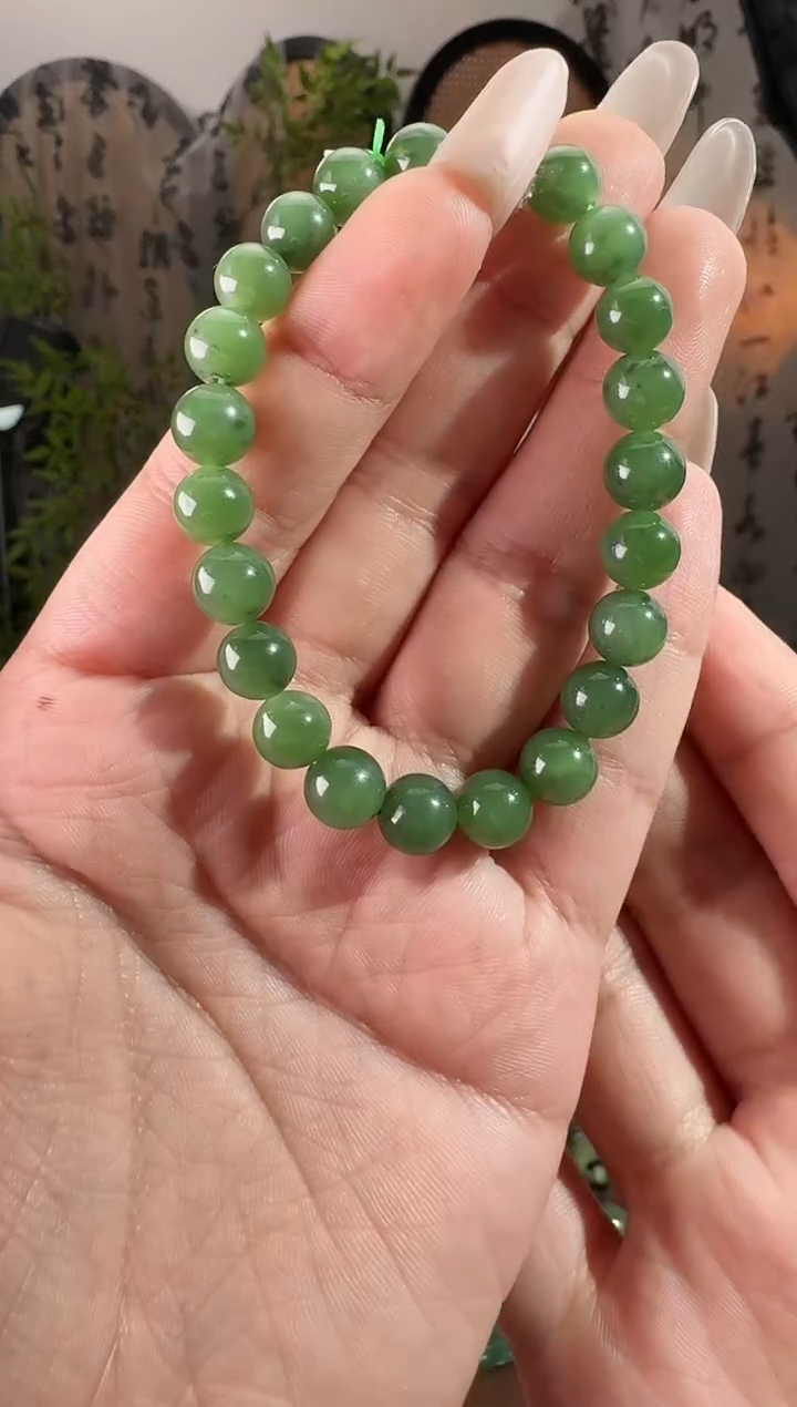 未镶嵌手串和田玉碧玉手串 8mm