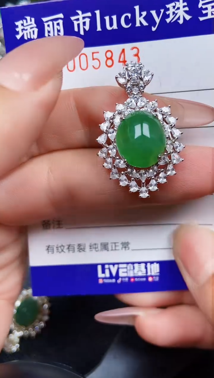 翡翠银S925镶嵌颈饰5843