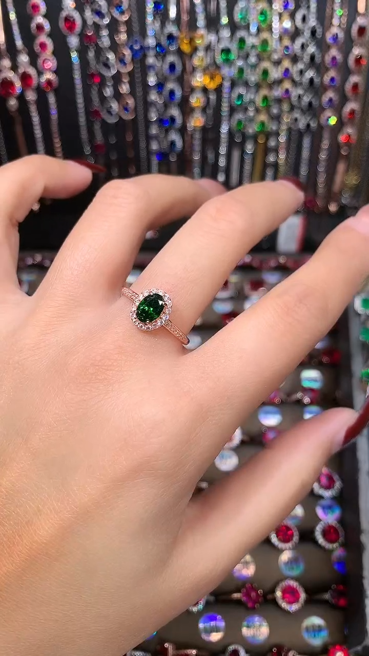 【闪购商品】透辉石戒指银S925镶嵌5.7