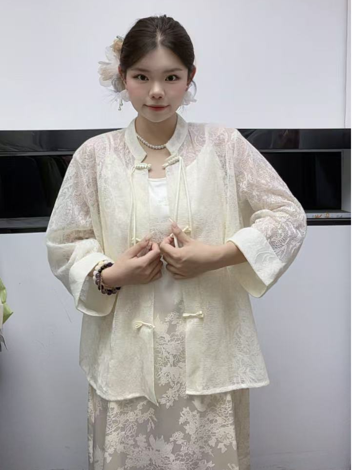 【花团锦簇温柔国风131号】视频同款遮肉梨形身材连衣裙套装