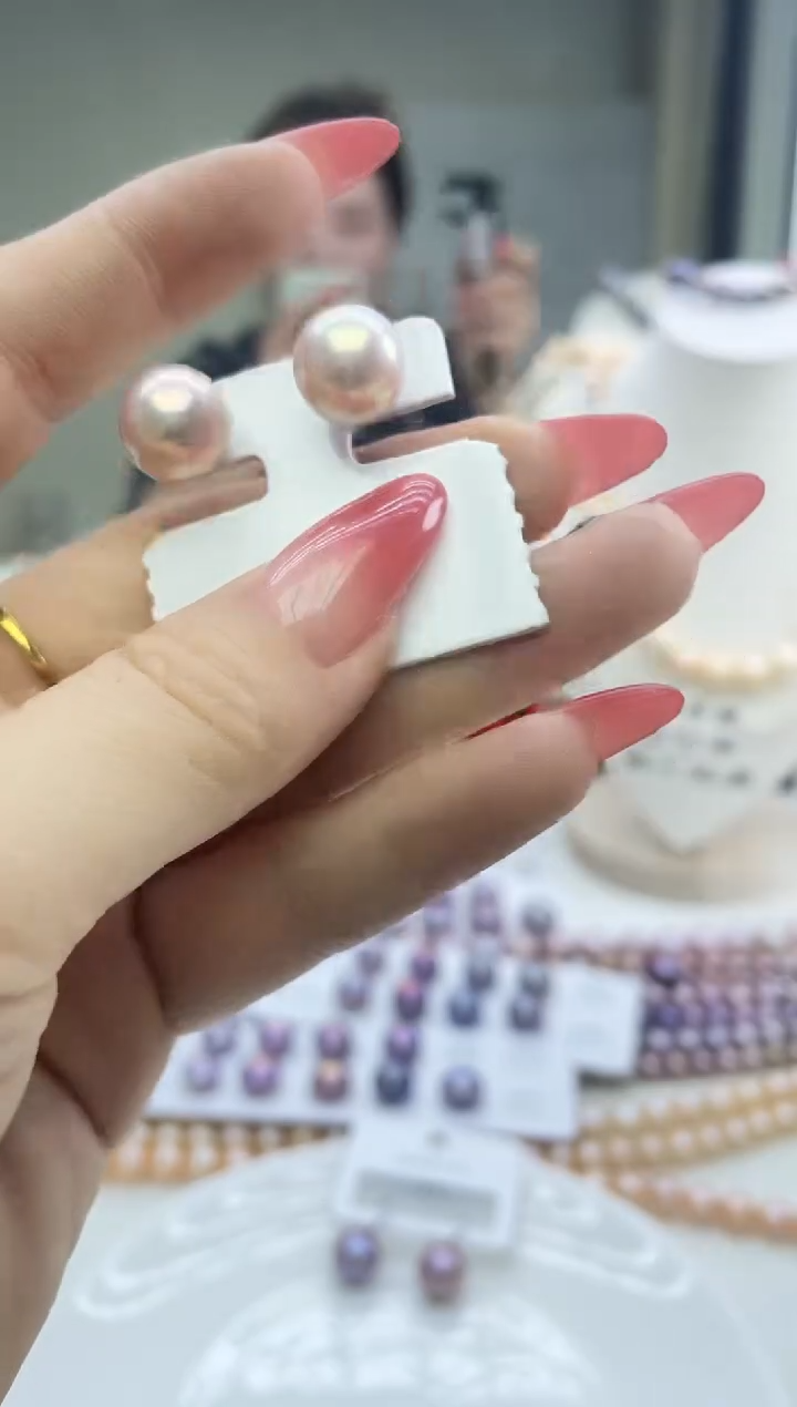 未镶嵌耳饰淡水珍珠粉紫色系耳饰