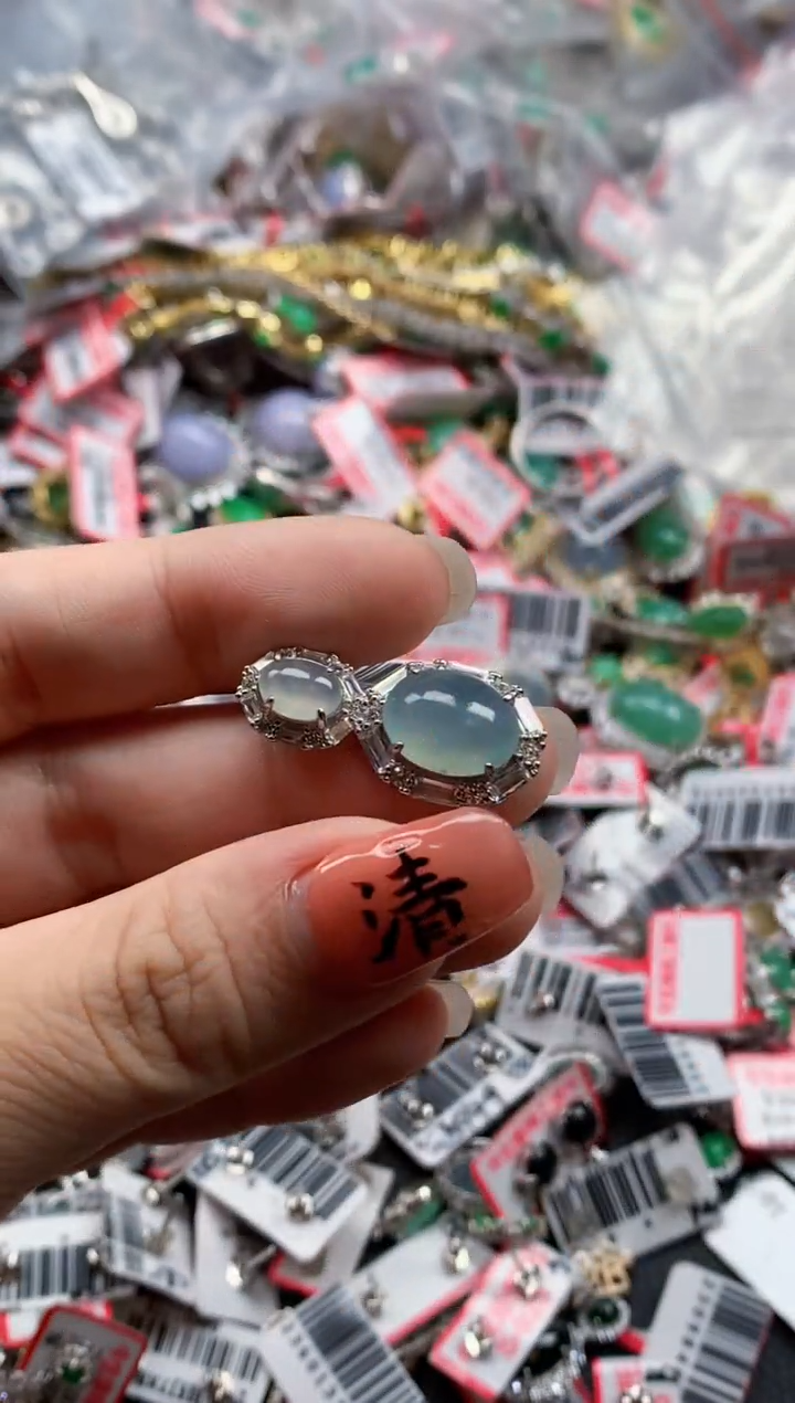 银S925镶嵌戒指翡翠天然A货缅甸翡翠