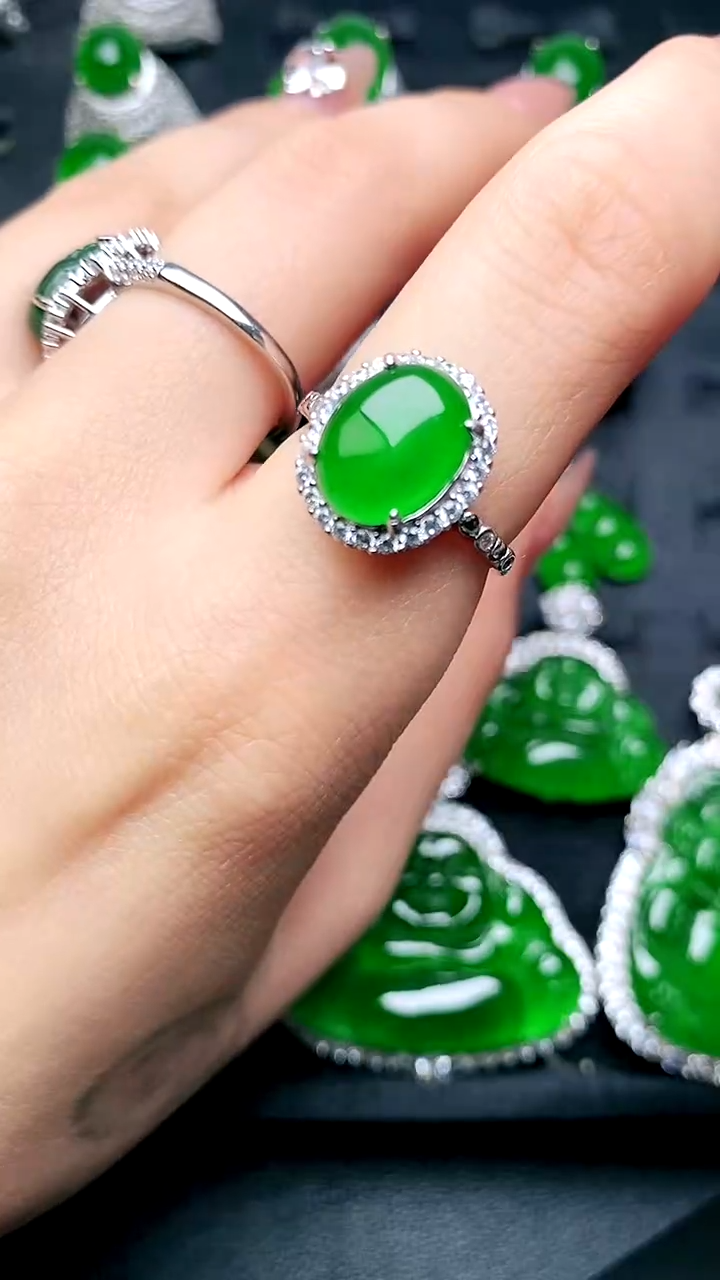 【闪购商品】翡翠戒指银S925镶嵌女戒