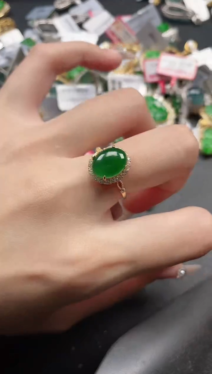 银S925镶嵌戒指翡翠5115